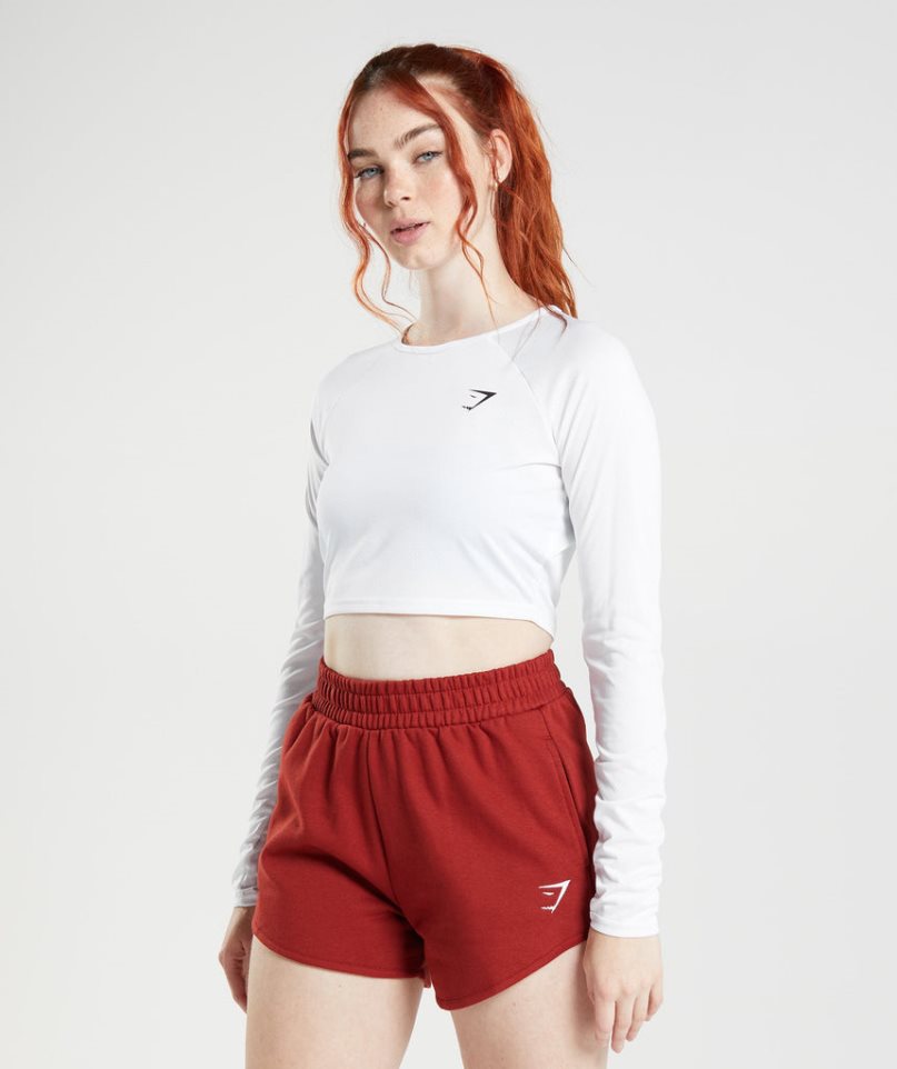 Gymshark Torna Long Sleeve Női Vágott Felsők Fehér | HU-N-783
