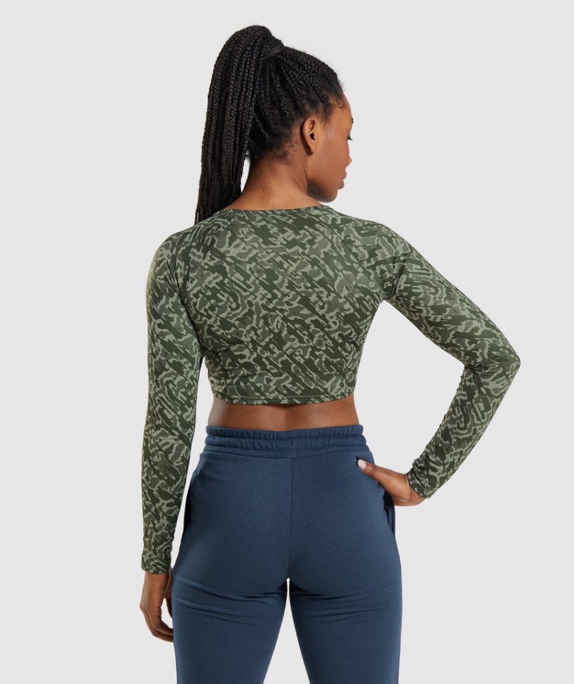 Gymshark Torna Long Sleeve Női Vágott Felsők Zöld | HU-S-641