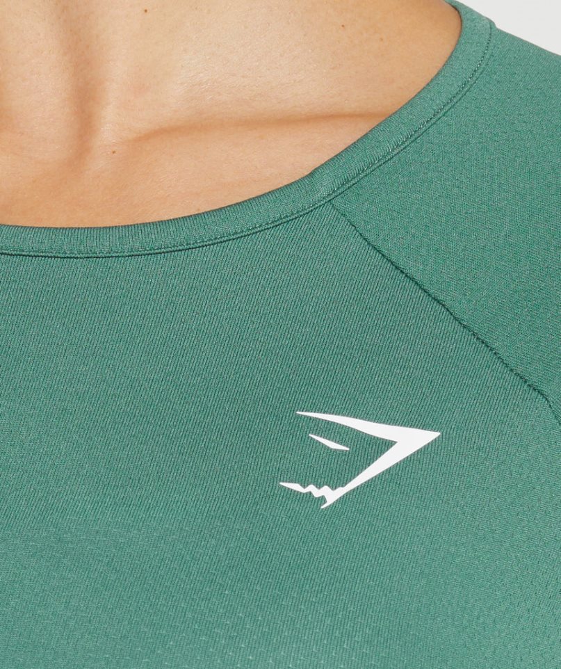 Gymshark Torna Long Sleeve Női Vágott Felsők Zöld | HU-W-957