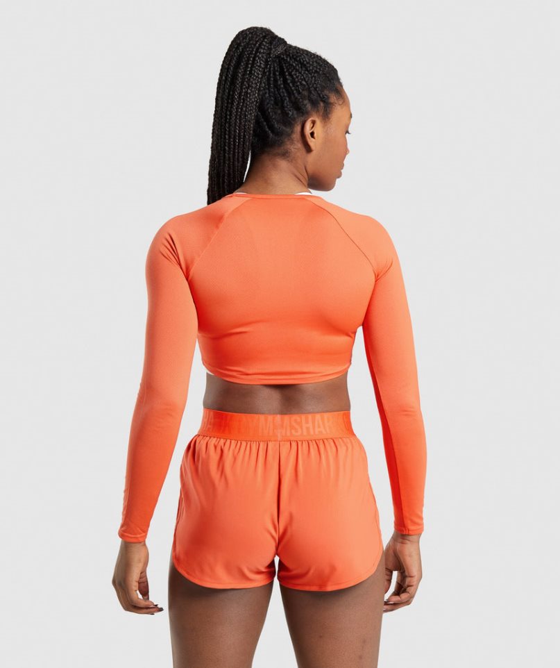 Gymshark Torna Long Sleeve Női Vágott Felsők Narancssárga | HU-Z-123