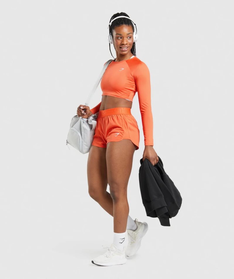Gymshark Torna Long Sleeve Női Vágott Felsők Narancssárga | HU-Z-123