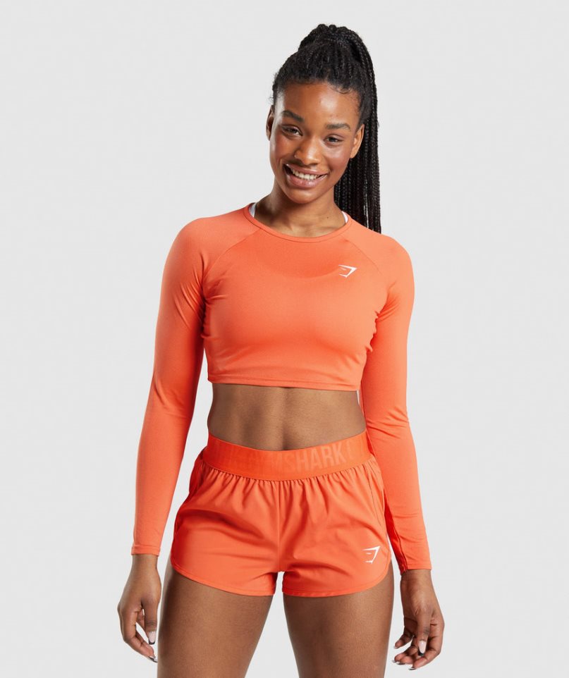 Gymshark Torna Long Sleeve Női Vágott Felsők Narancssárga | HU-Z-123