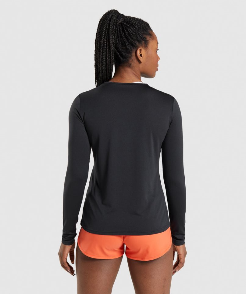 Gymshark Torna Long Sleeve Top Női Póló Fekete | HU-B-678