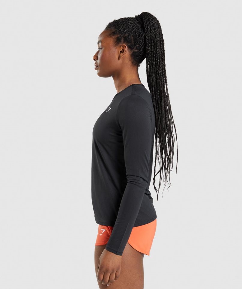 Gymshark Torna Long Sleeve Top Női Póló Fekete | HU-B-678