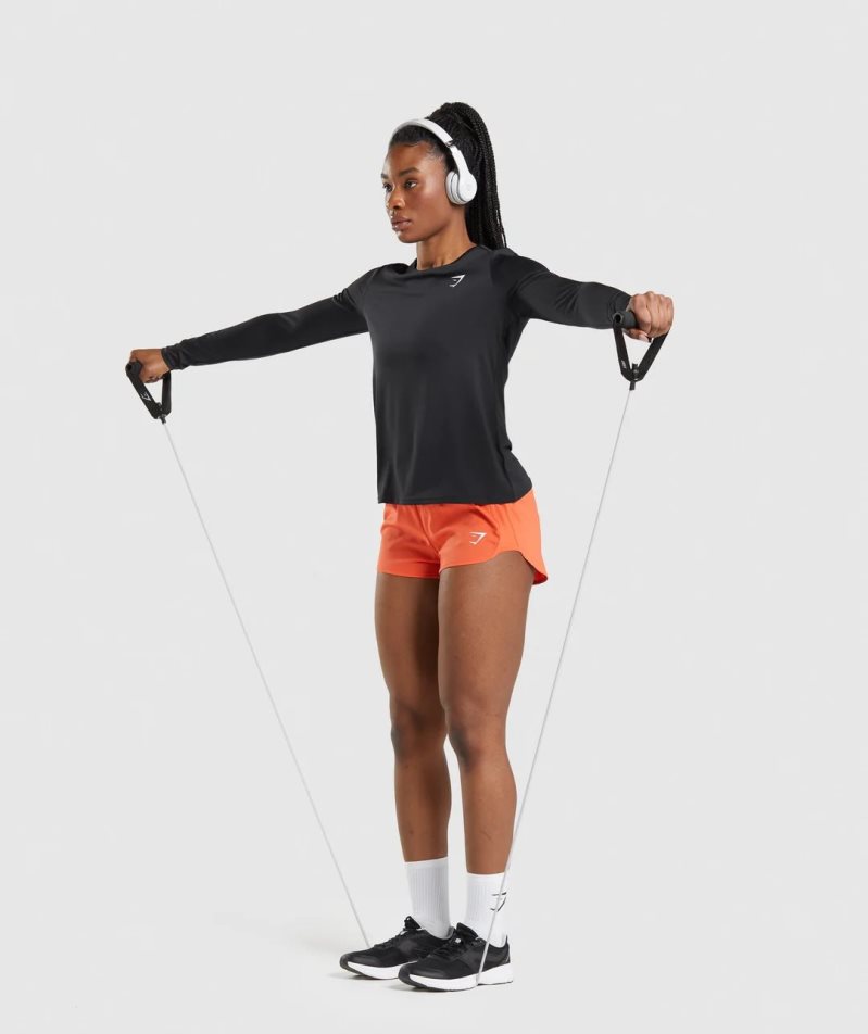 Gymshark Torna Long Sleeve Top Női Póló Fekete | HU-B-678