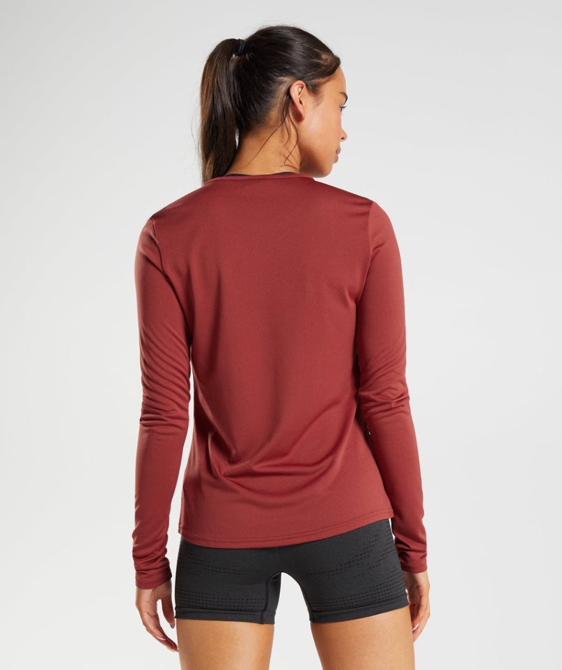 Gymshark Torna Long Sleeve Top Női Póló Piros | HU-B-950