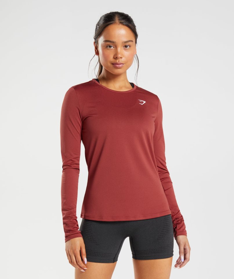 Gymshark Torna Long Sleeve Top Női Póló Piros | HU-B-950