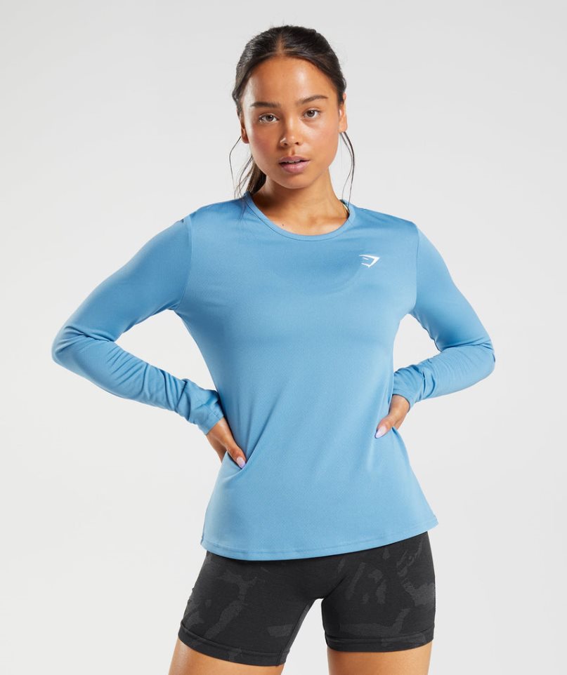 Gymshark Torna Long Sleeve Top Női Póló Kék | HU-G-102