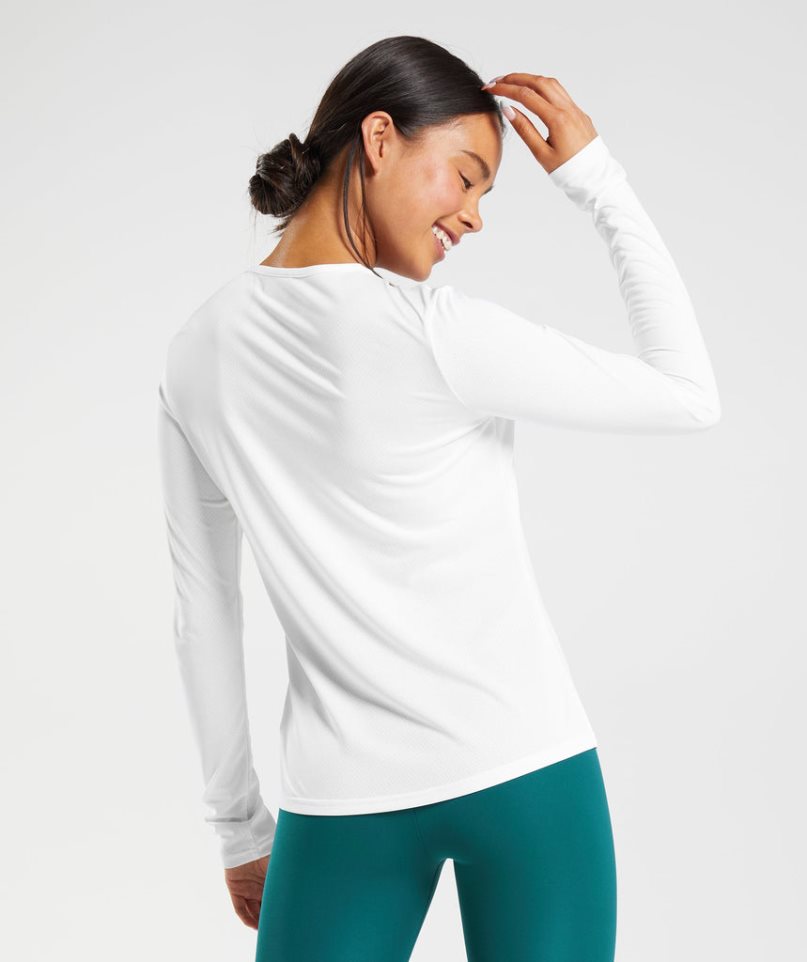 Gymshark Torna Long Sleeve Top Női Póló Fehér | HU-W-310