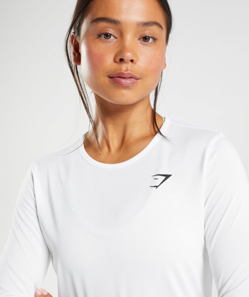 Gymshark Torna Long Sleeve Top Női Póló Fehér | HU-W-310