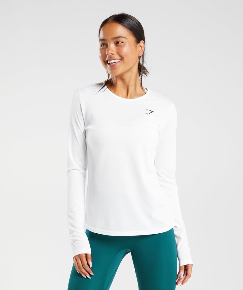 Gymshark Torna Long Sleeve Top Női Póló Fehér | HU-W-310