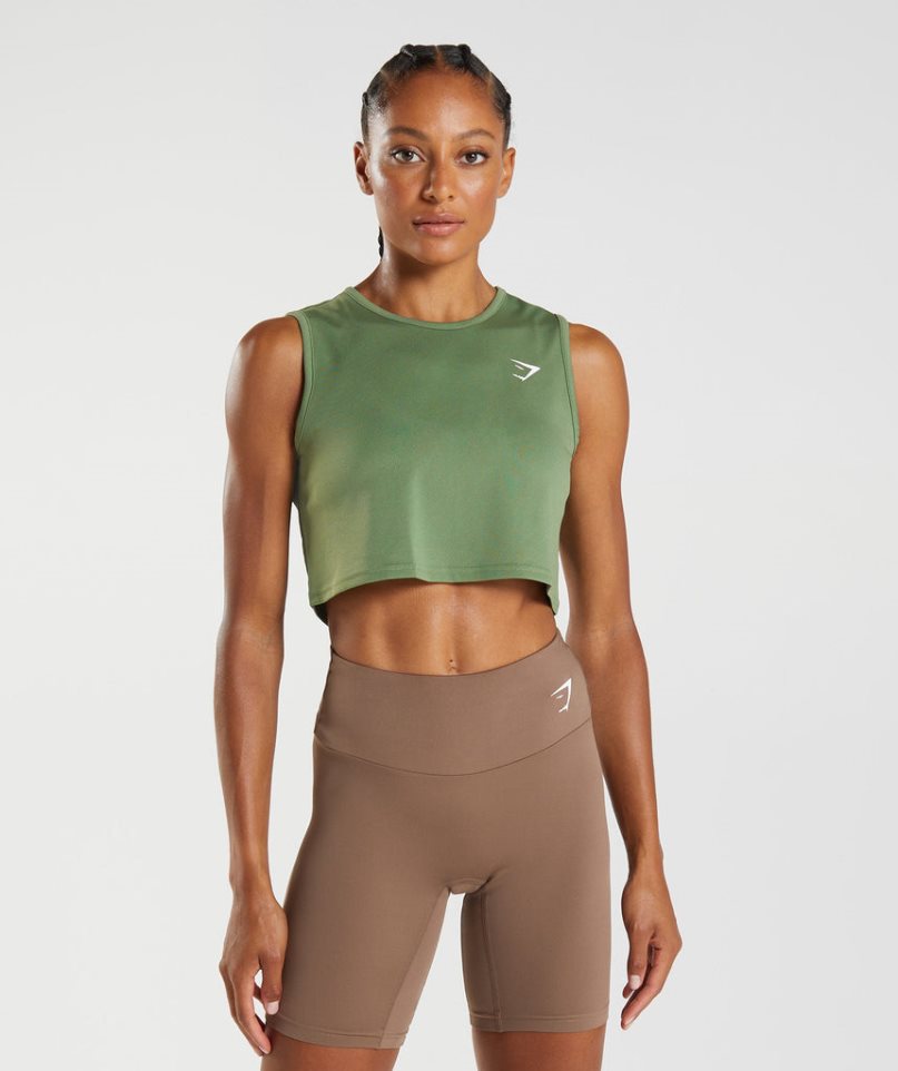 Gymshark Torna Női Vágott Felsők Zöld | HU-B-389