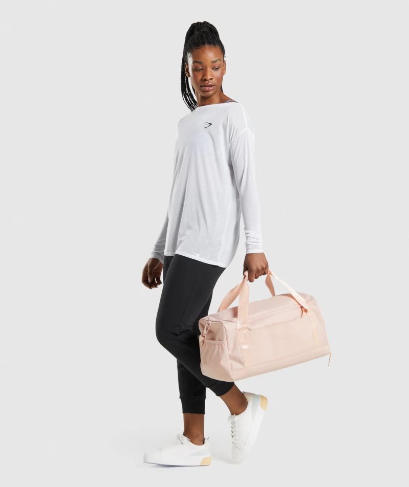 Gymshark Torna Oversized Long Sleeve Top Női Póló Fehér | HU-U-817