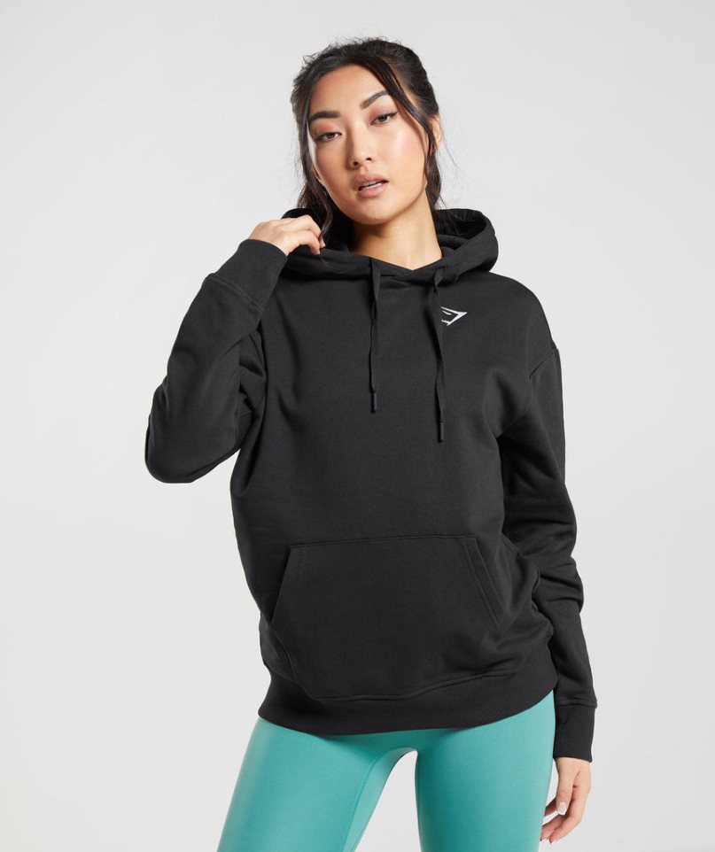 Gymshark Torna Oversized Női Kapucnis Pulóver Fekete | HU-C-369