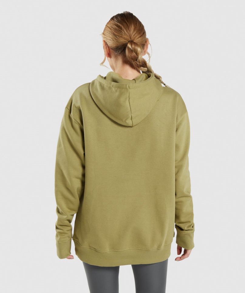 Gymshark Torna Oversized Női Kapucnis Pulóver Olivazöld | HU-H-384