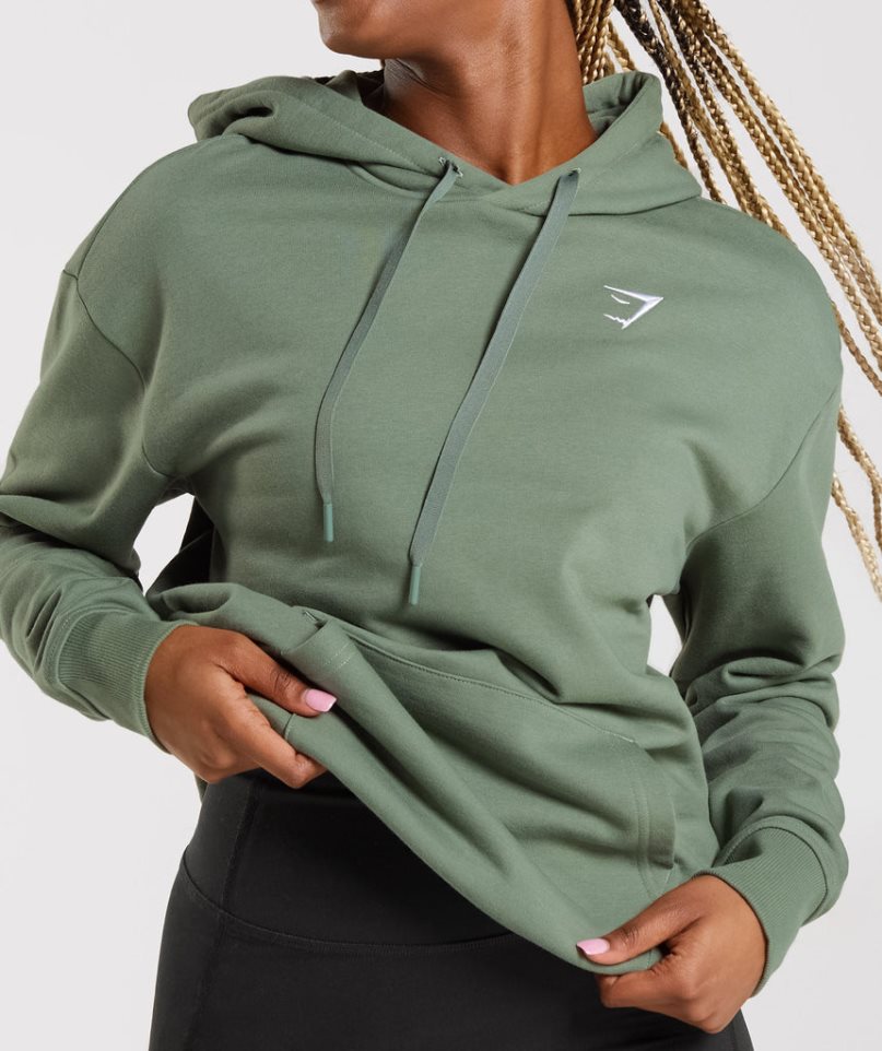 Gymshark Torna Oversized Női Kapucnis Pulóver Zöld | HU-K-598