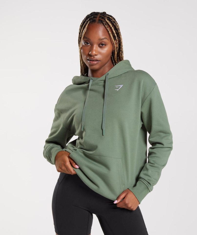 Gymshark Torna Oversized Női Kapucnis Pulóver Zöld | HU-K-598