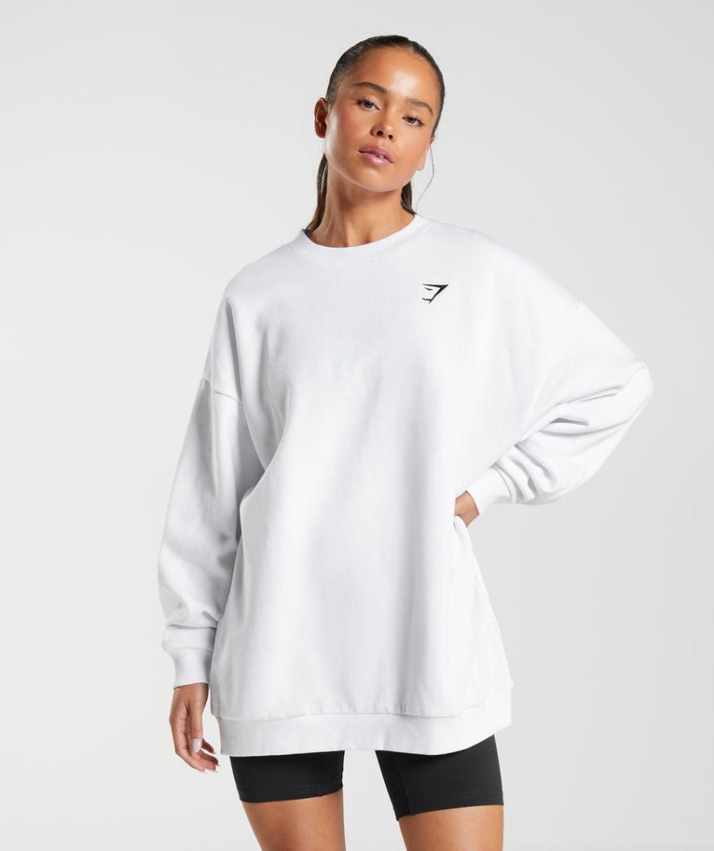 Gymshark Torna Oversized Női Pulóverek Fehér | HU-Z-167