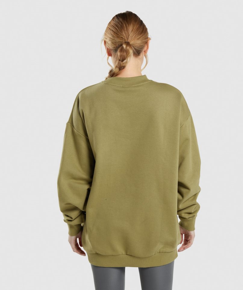 Gymshark Torna Oversized Női Pulóverek Olivazöld | HU-X-418