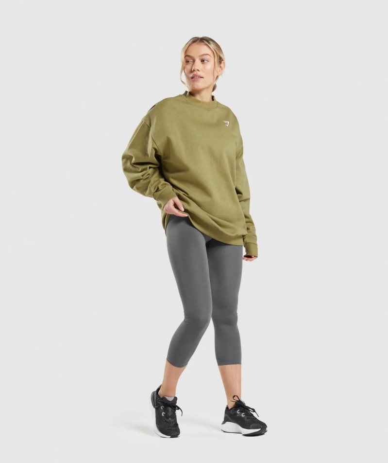 Gymshark Torna Oversized Női Pulóverek Olivazöld | HU-X-418