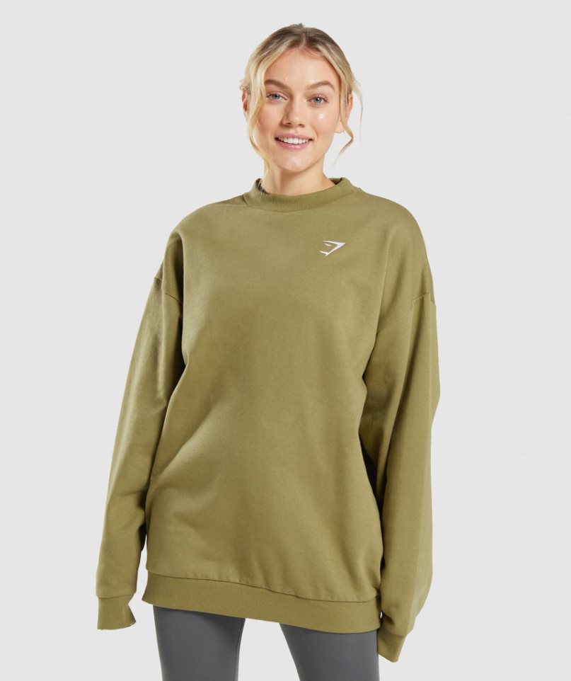 Gymshark Torna Oversized Női Pulóverek Olivazöld | HU-X-418