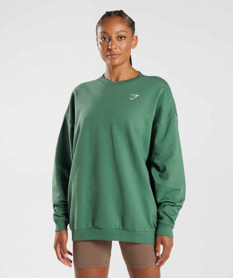Gymshark Torna Oversized Női Pulóverek Zöld | HU-D-634
