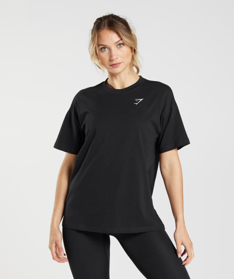 Gymshark Torna Oversized Női Póló Fekete | HU-U-298