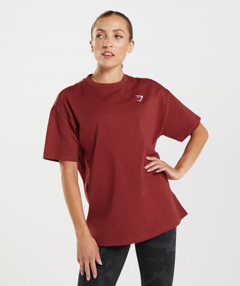 Gymshark Torna Oversized Női Póló Piros | HU-I-061