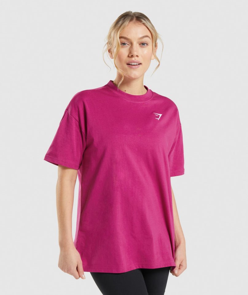 Gymshark Torna Oversized Női Póló Rózsaszín | HU-L-782