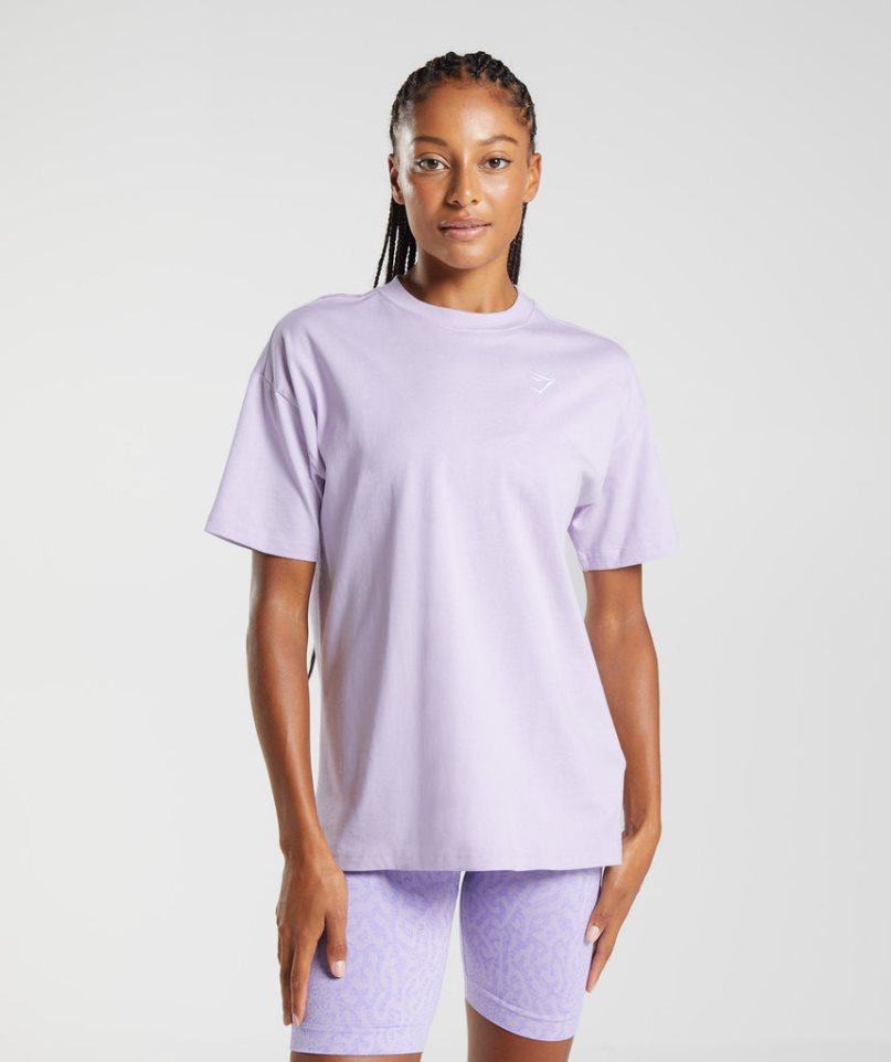 Gymshark Torna Oversized Női Póló Világos Lila | HU-L-819