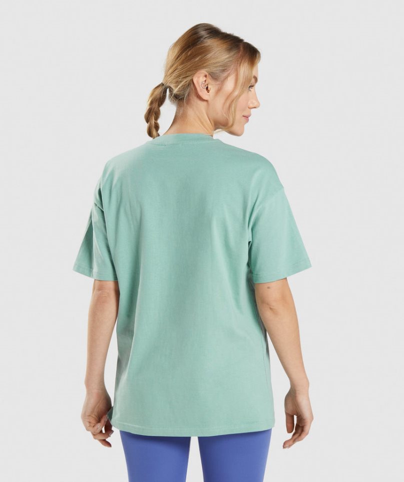 Gymshark Torna Oversized Női Póló Világos Zöld | HU-X-037
