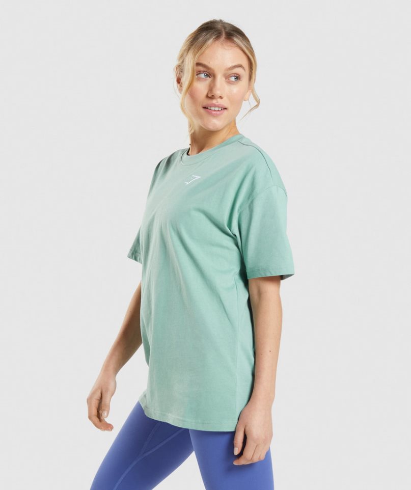 Gymshark Torna Oversized Női Póló Világos Zöld | HU-X-037