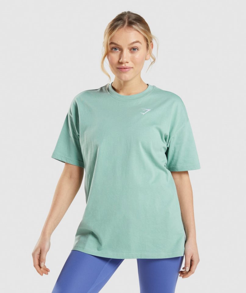 Gymshark Torna Oversized Női Póló Világos Zöld | HU-X-037