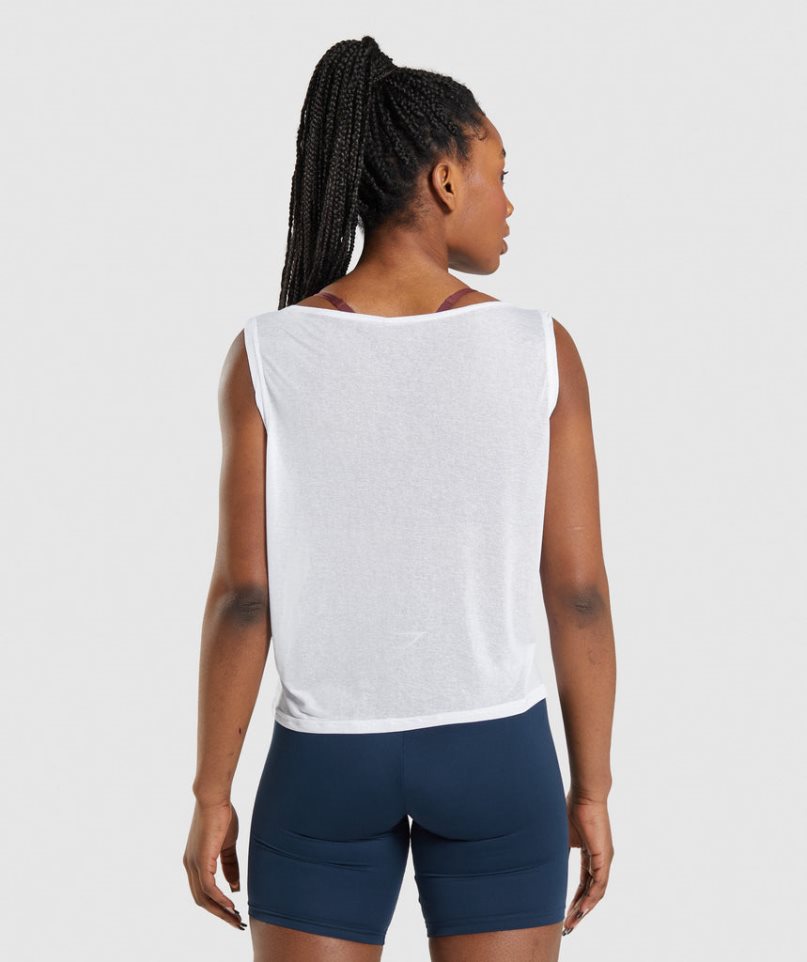 Gymshark Torna Oversized Női Ujjatlan Póló Fehér | HU-J-521