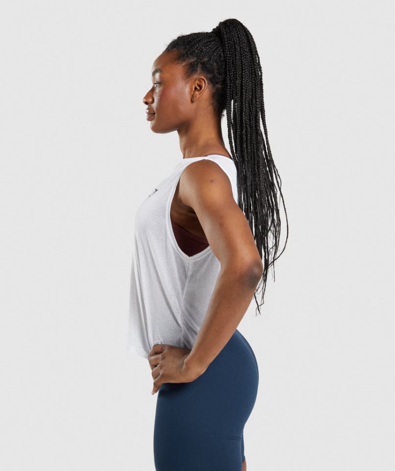Gymshark Torna Oversized Női Ujjatlan Póló Fehér | HU-J-521