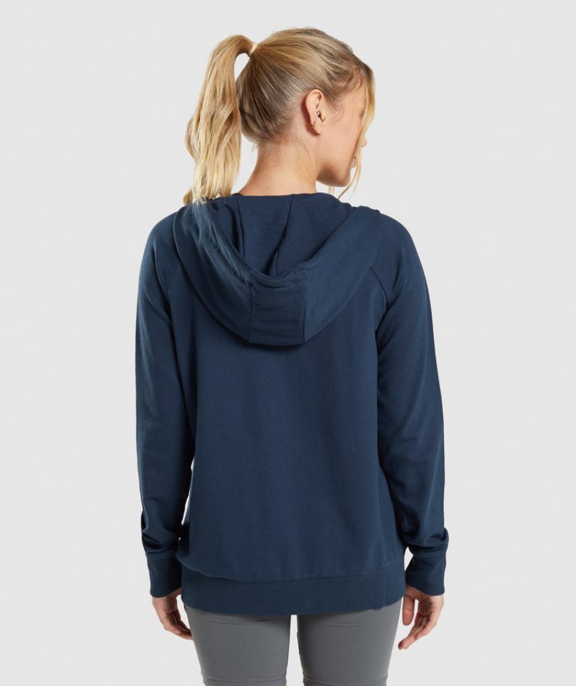 Gymshark Torna Zip Női Kapucnis Pulóver Sötétkék | HU-D-390