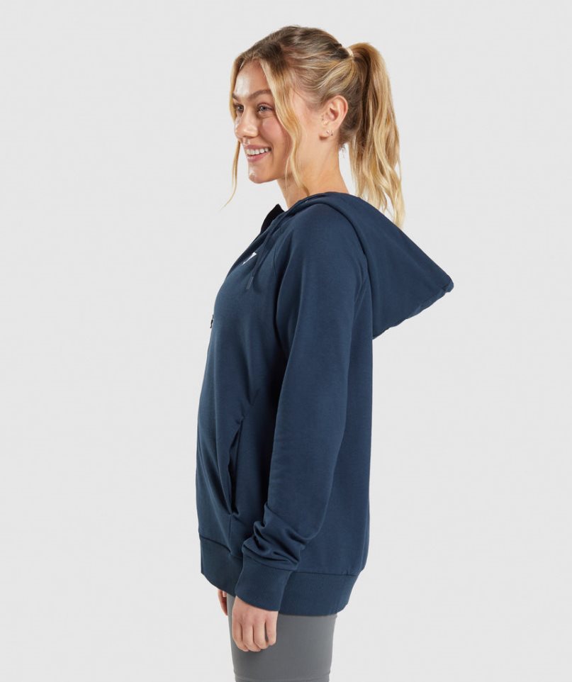 Gymshark Torna Zip Női Kapucnis Pulóver Sötétkék | HU-D-390
