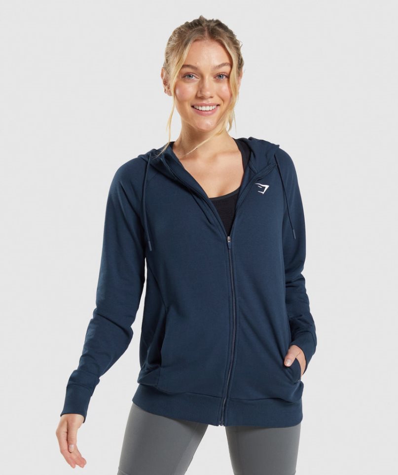 Gymshark Torna Zip Női Kapucnis Pulóver Sötétkék | HU-D-390