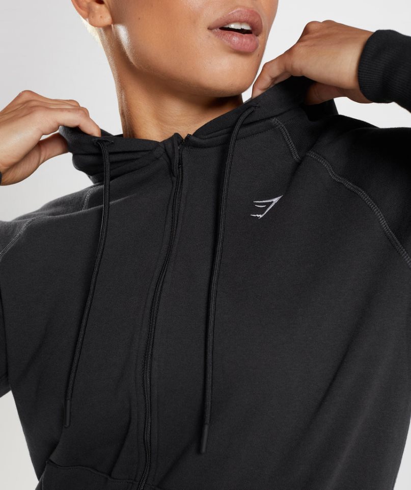 Gymshark Torna Zip Női Kapucnis Pulóver Fekete | HU-U-631