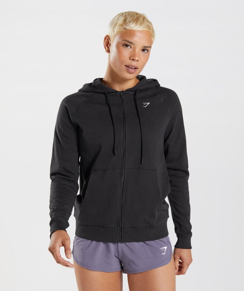 Gymshark Torna Zip Női Kapucnis Pulóver Fekete | HU-U-631