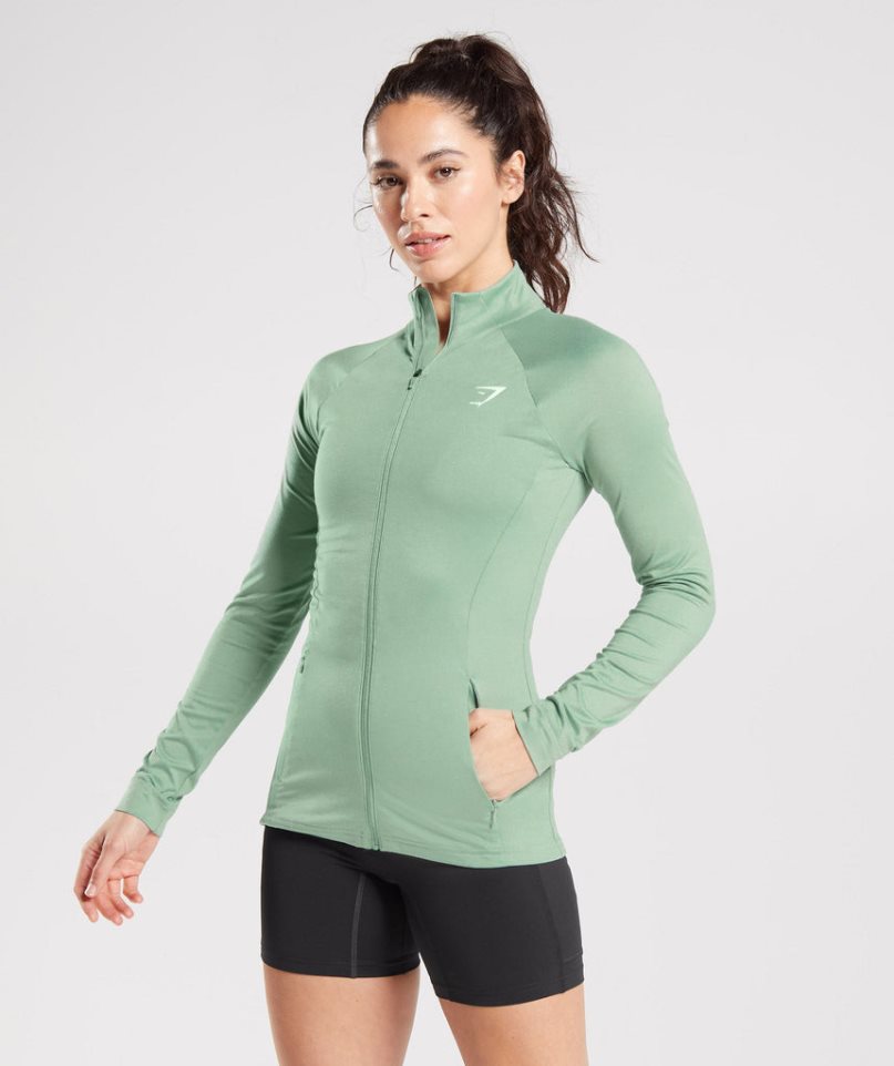 Gymshark Torna Zip Up Női Kabát Zöld | HU-N-751