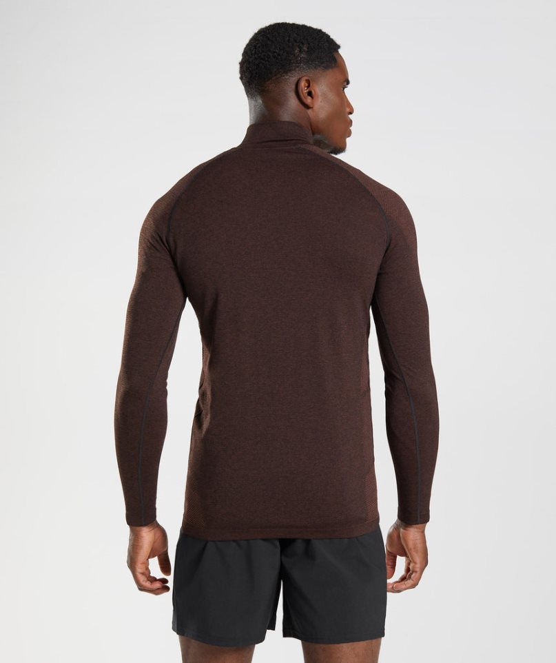 Gymshark Vital Light 1/4 Zip Férfi Pulóverek Sötétbarna | HU-B-509
