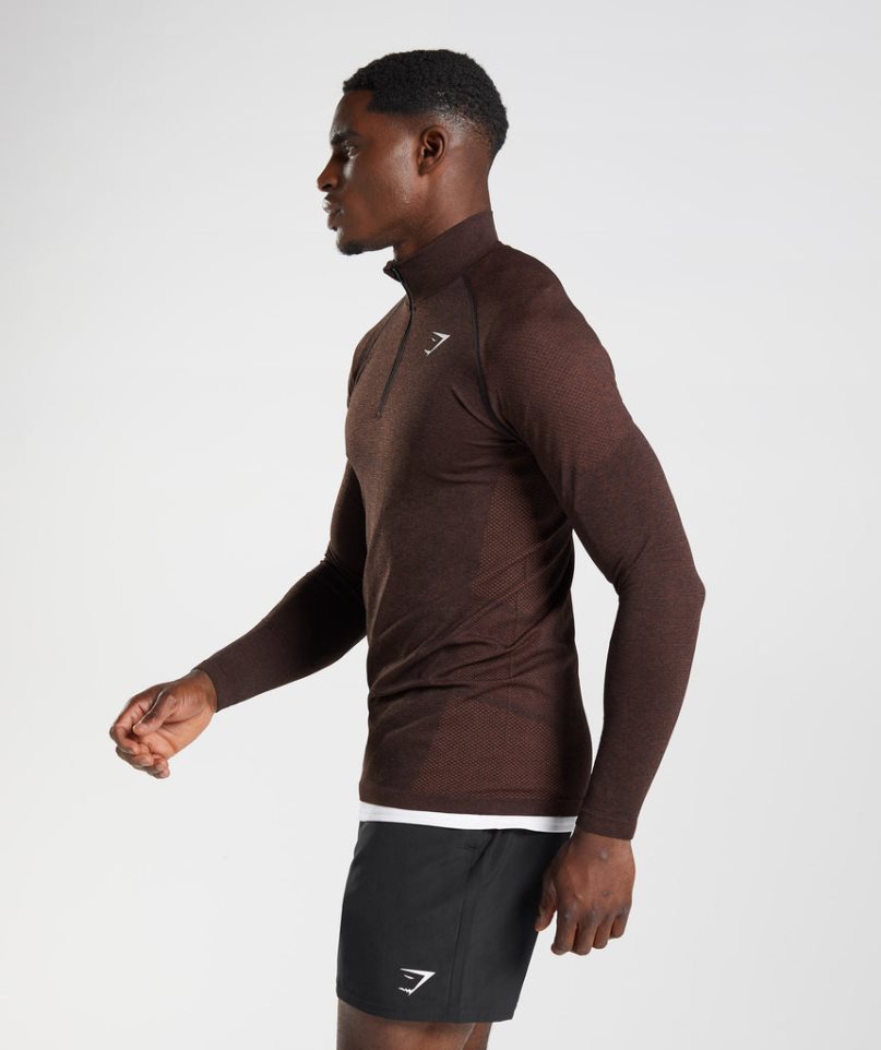 Gymshark Vital Light 1/4 Zip Férfi Pulóverek Sötétbarna | HU-B-509