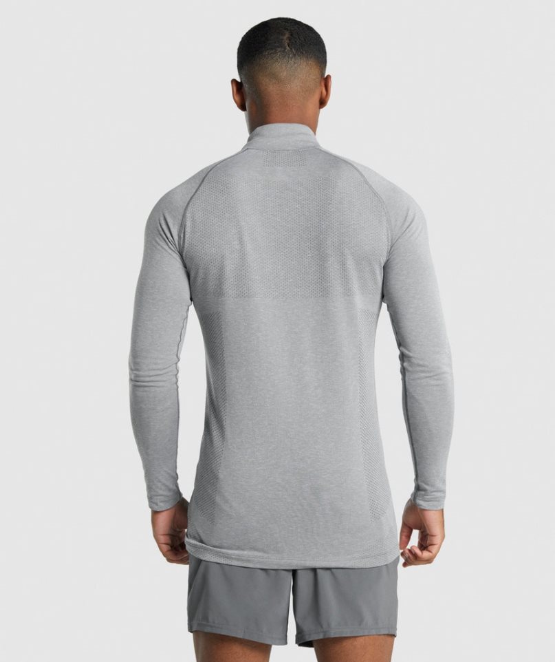 Gymshark Vital Light 1/4 Zip Férfi Pulóverek Világos Szürke | HU-D-087