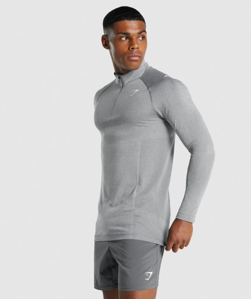 Gymshark Vital Light 1/4 Zip Férfi Pulóverek Világos Szürke | HU-D-087