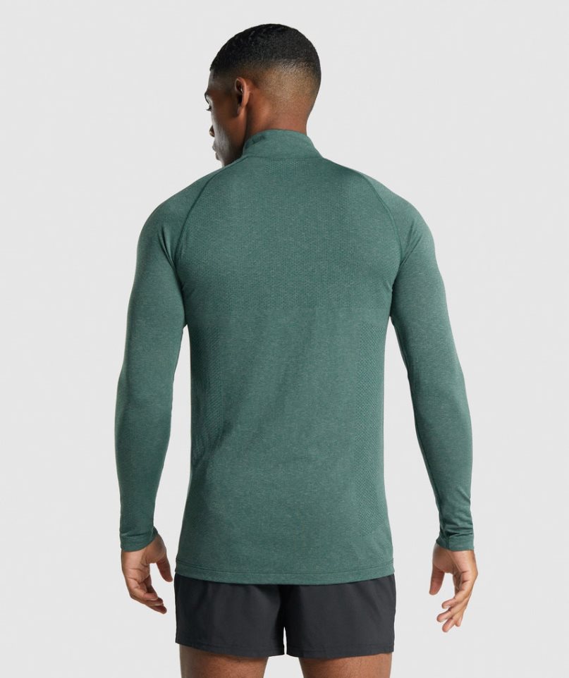 Gymshark Vital Light 1/4 Zip Férfi Pulóverek Sötétzöld | HU-D-647