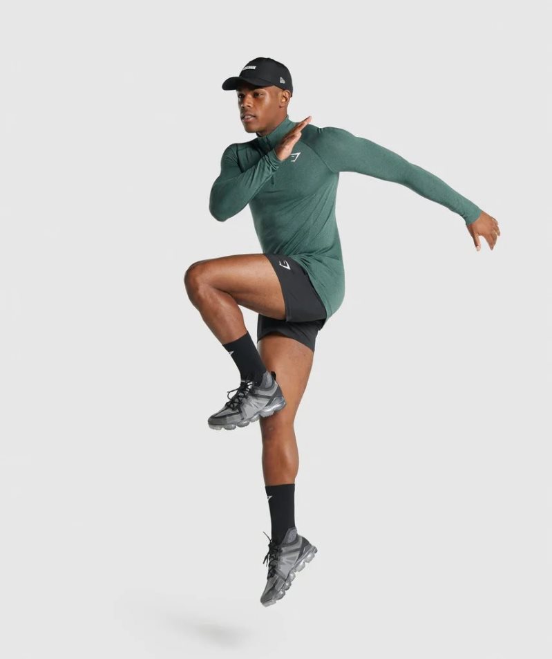 Gymshark Vital Light 1/4 Zip Férfi Pulóverek Sötétzöld | HU-D-647