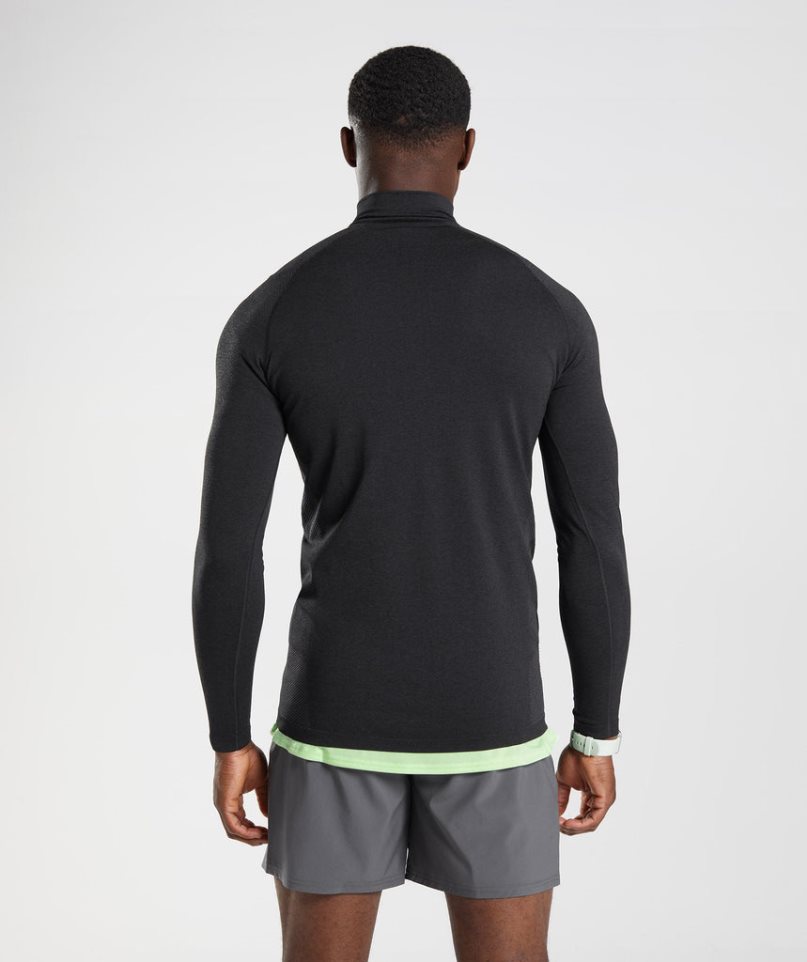 Gymshark Vital Light 1/4 Zip Férfi Pulóverek Fekete | HU-J-673