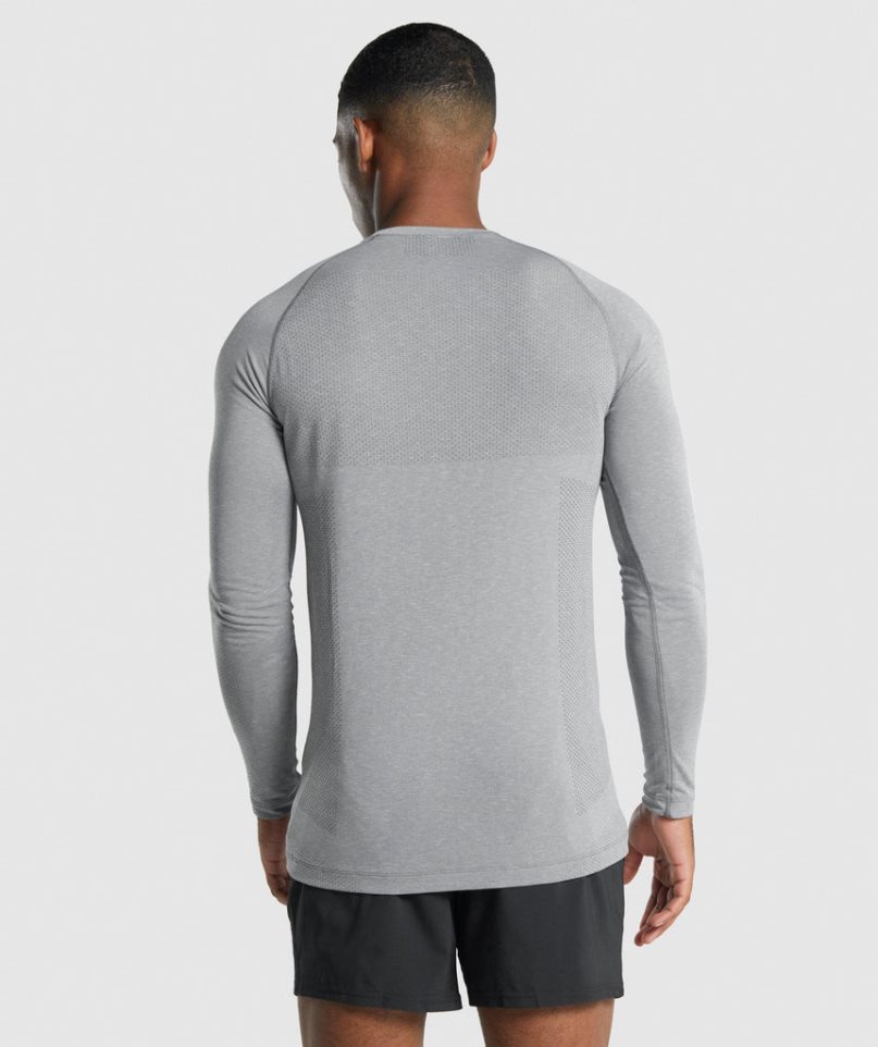 Gymshark Vital Light Seamless Long Sleeve Férfi Póló Szürke | HU-M-590