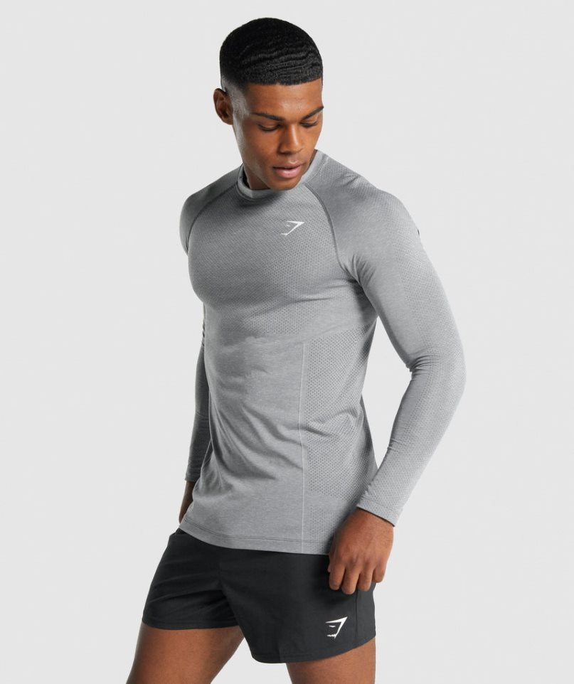 Gymshark Vital Light Seamless Long Sleeve Férfi Póló Szürke | HU-M-590